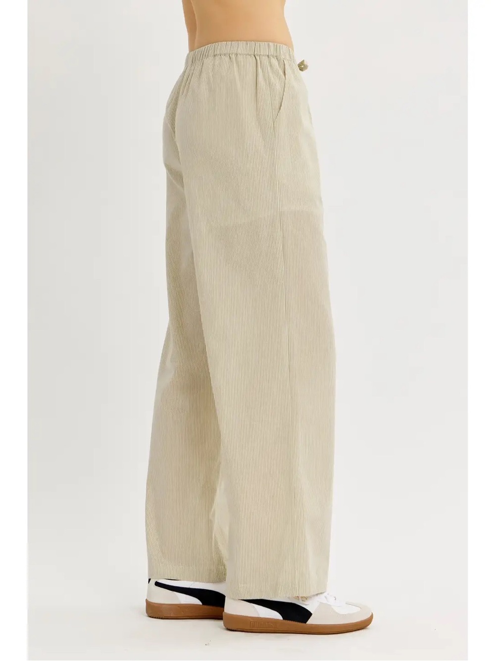 (106) Cotton Stripe Straight Pants with Pockets - S - NWT - Picture 3 of 4